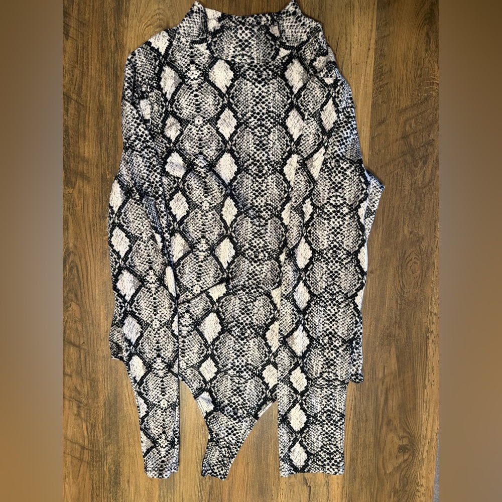 Caution To The Wind Snakeskin Patterned Bodysuit